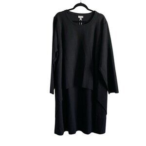 Refinity City Chic Women XL US 22 Black Long Sleeve Double Layer Shift Dress NWT
